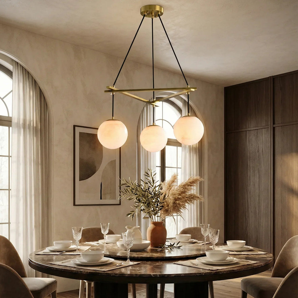 Modern Geometric Alabaster Sphere Chandelier | wildoxy