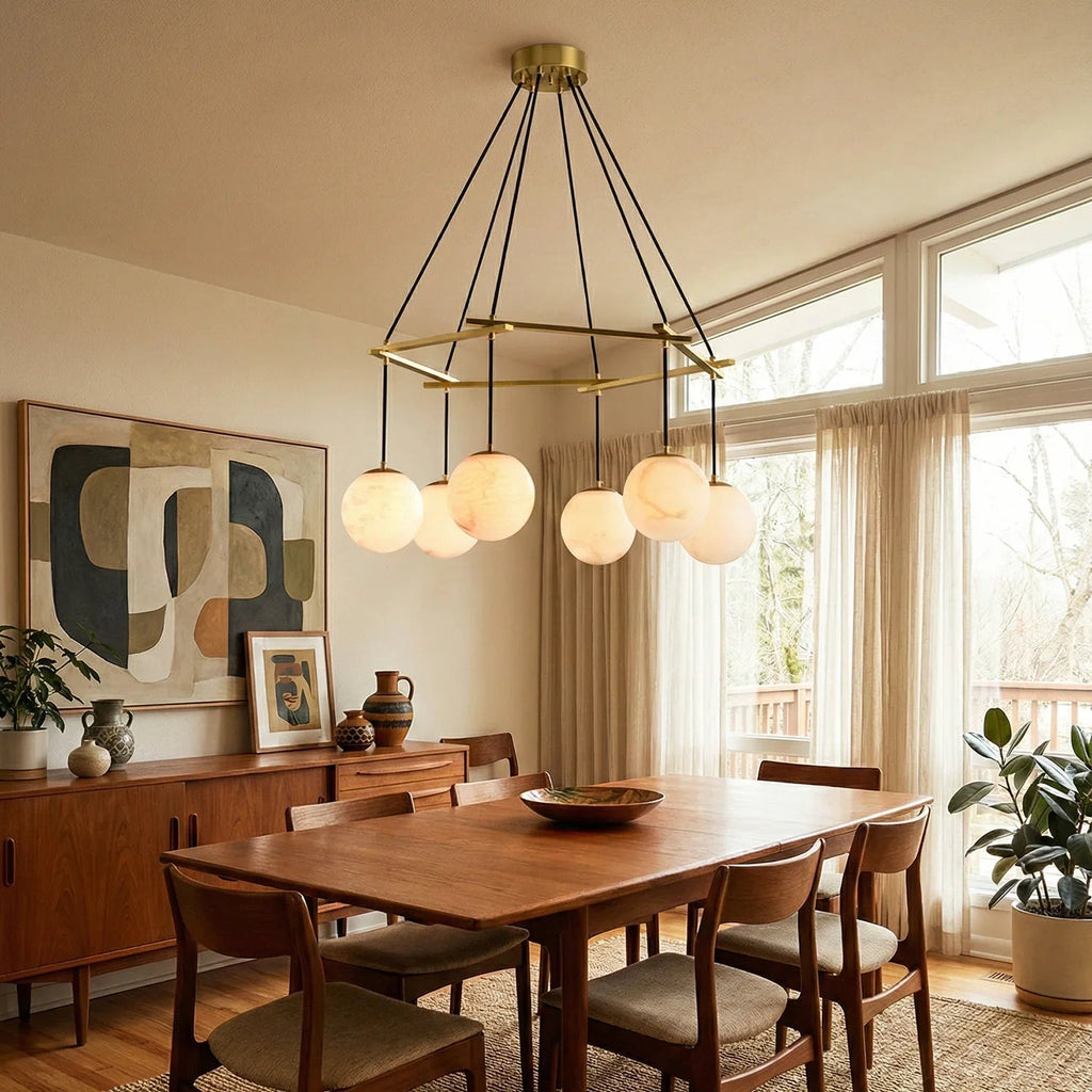 Modern Geometric Alabaster Sphere Chandelier | wildoxy