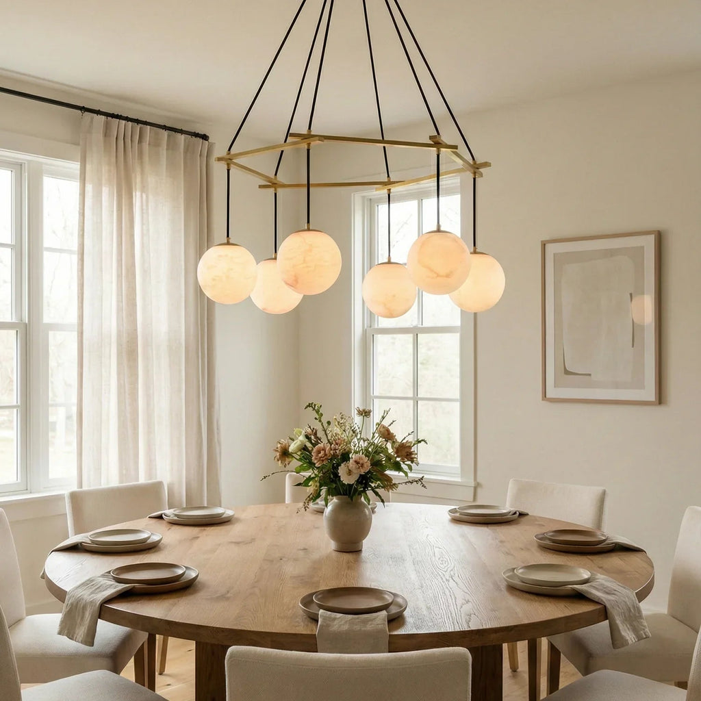 Modern Geometric Alabaster Sphere Chandelier | wildoxy