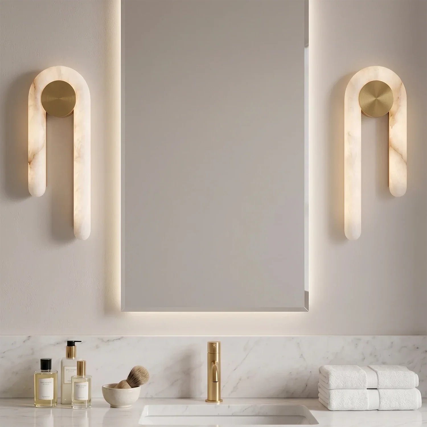 Modern J-Shape Alabaster Wall Sconce | wildoxy