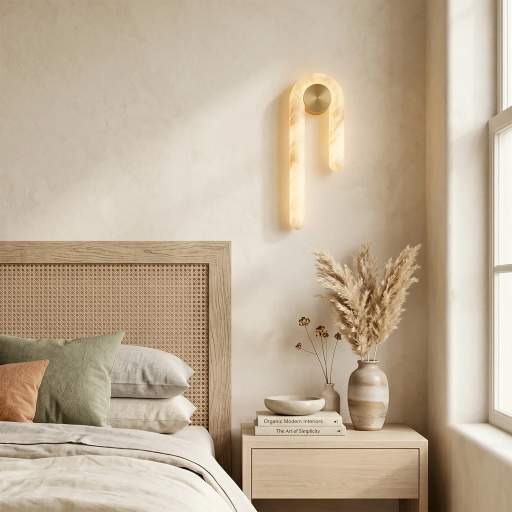 Modern J-Shape Alabaster Wall Sconce | wildoxy