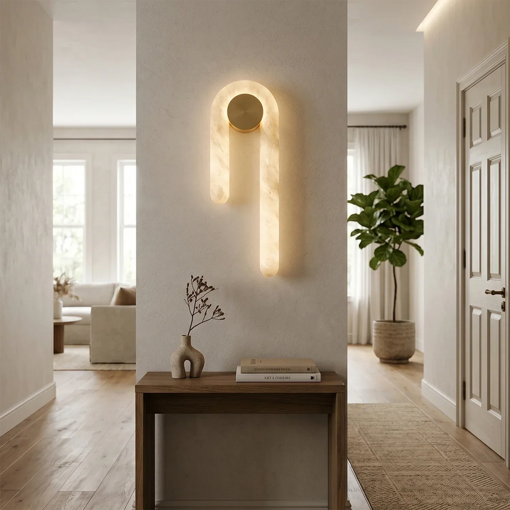 Modern J-Shape Alabaster Wall Sconce | wildoxy
