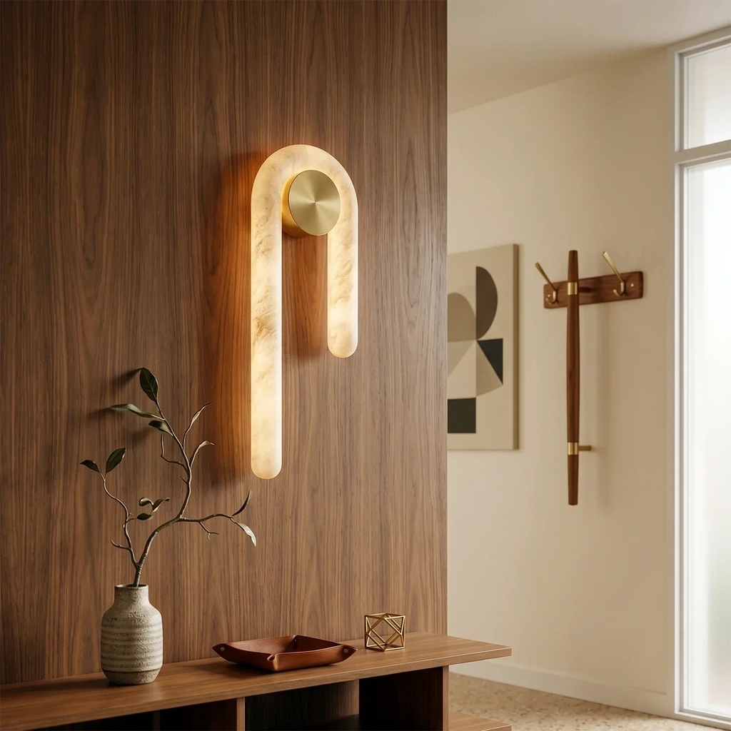 Modern J-Shape Alabaster Wall Sconce | wildoxy