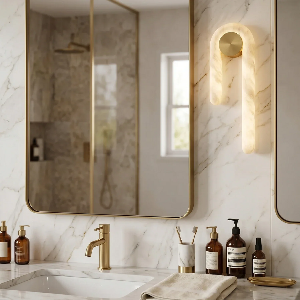 Modern J-Shape Alabaster Wall Sconce | wildoxy