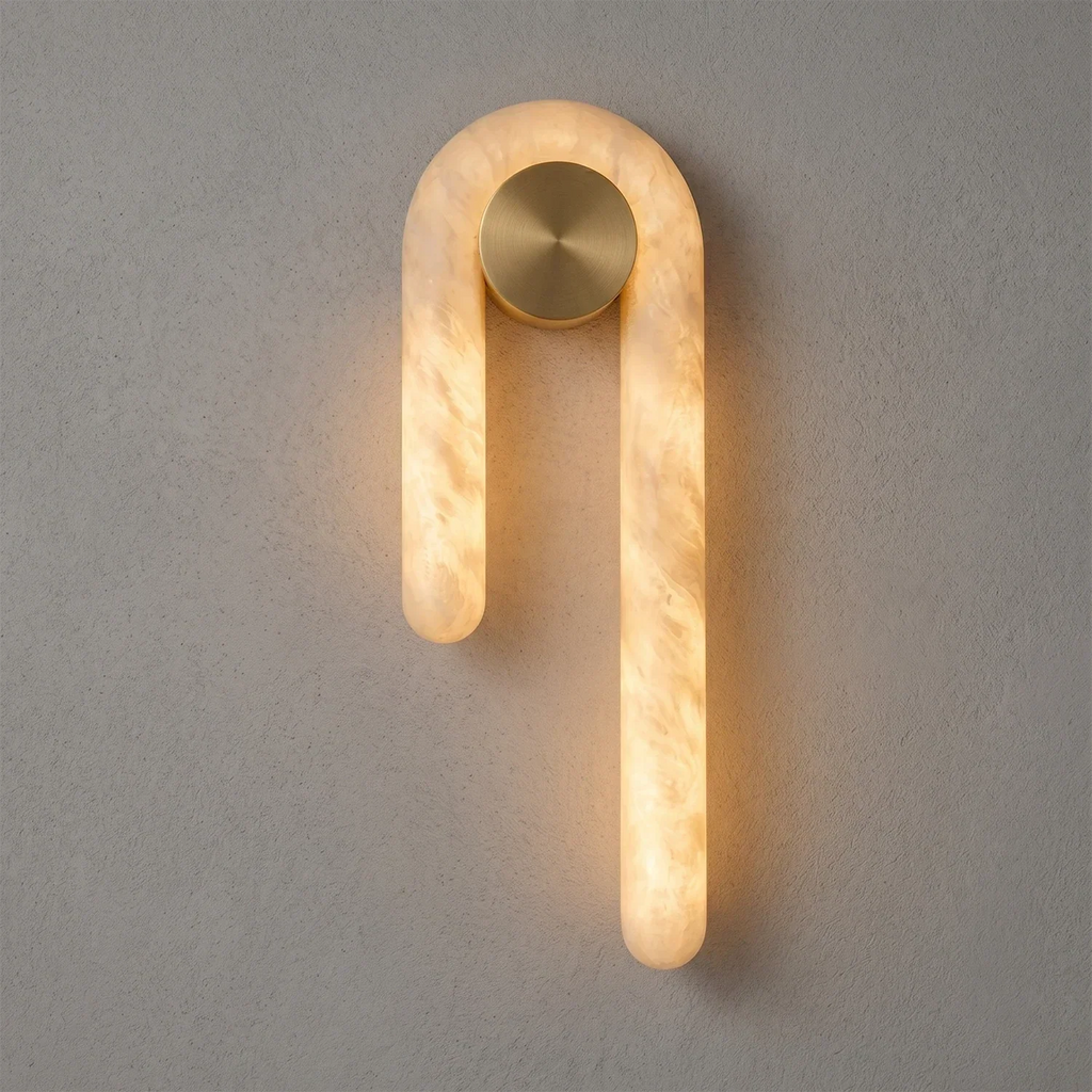 Modern J-Shape Alabaster Wall Sconce | wildoxy