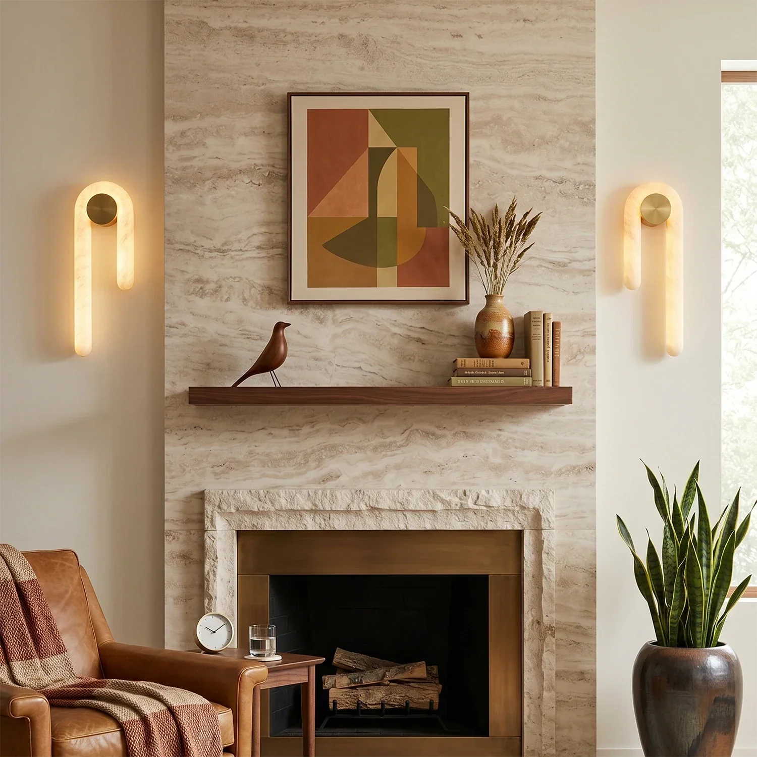 Modern J-Shape Alabaster Wall Sconce | wildoxy