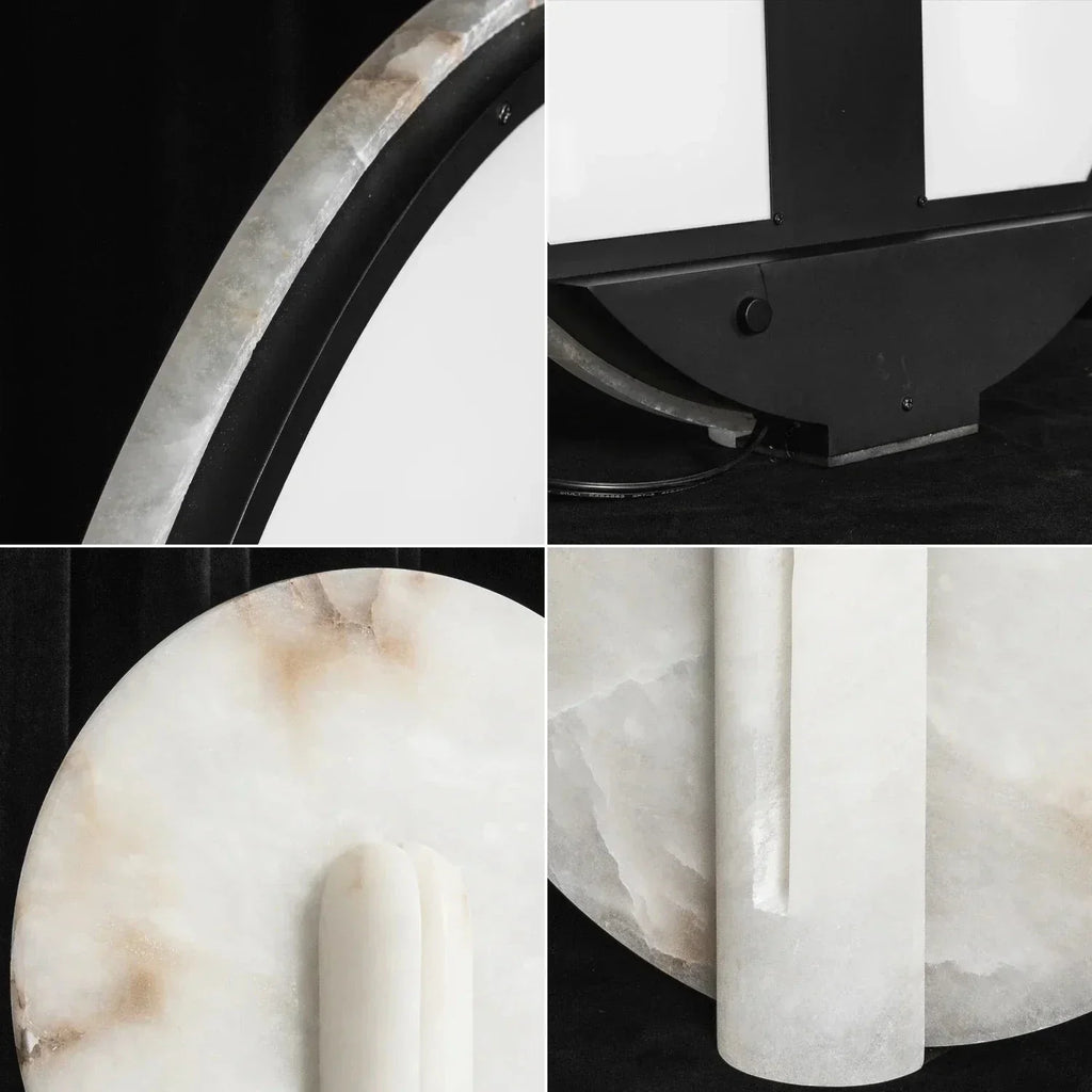 Modern Minimalist Disc-Shaped Alabaster Table Lamp | wildoxy