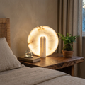 Modern Minimalist Disc-Shaped Alabaster Table Lamp | wildoxy