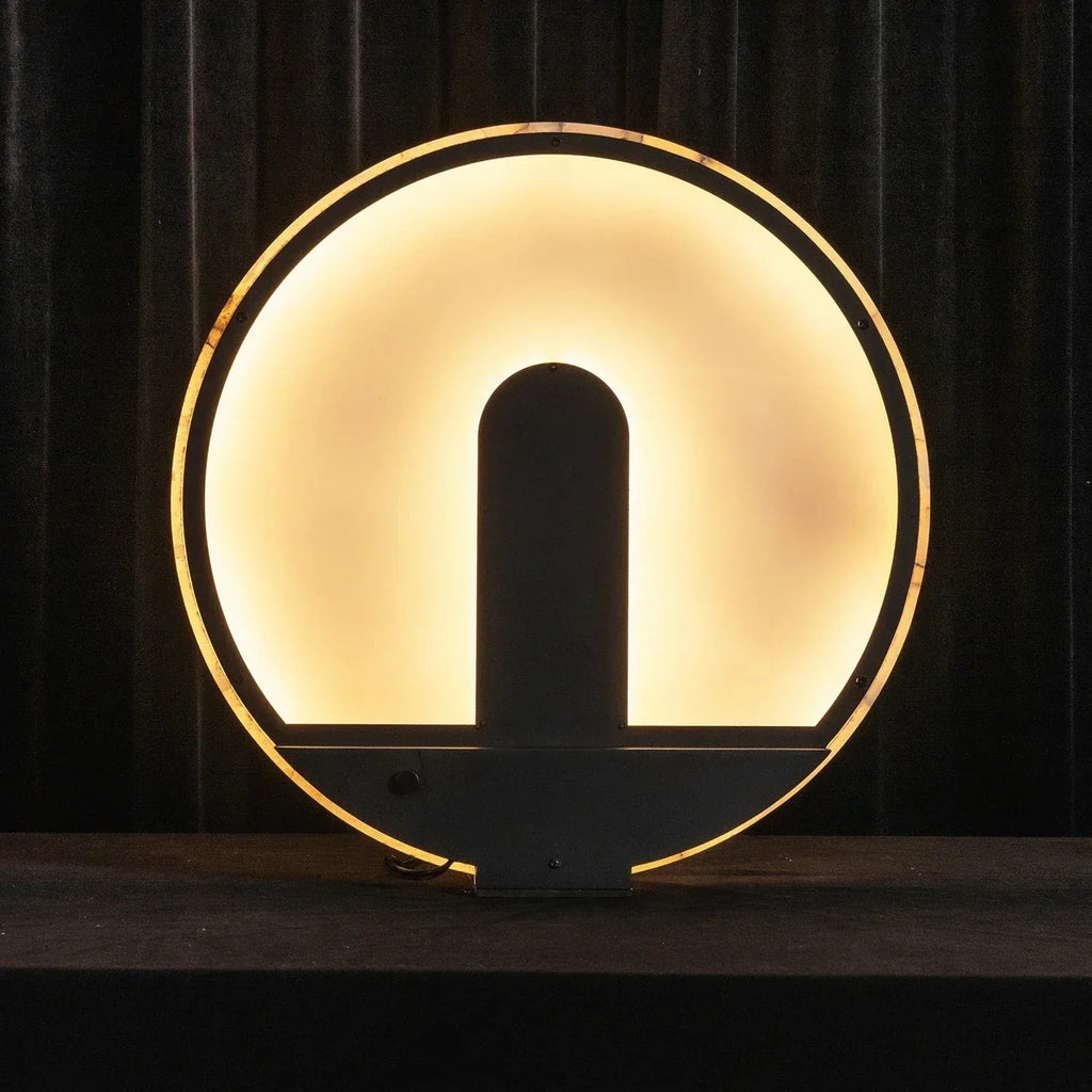 Modern Minimalist Disc-Shaped Alabaster Table Lamp | wildoxy