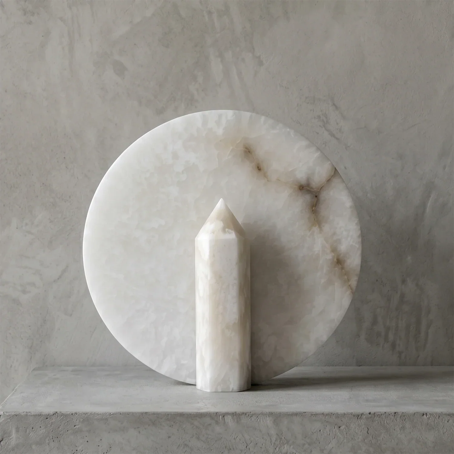 Modern Minimalist Disc-Shaped Alabaster Table Lamp | wildoxy