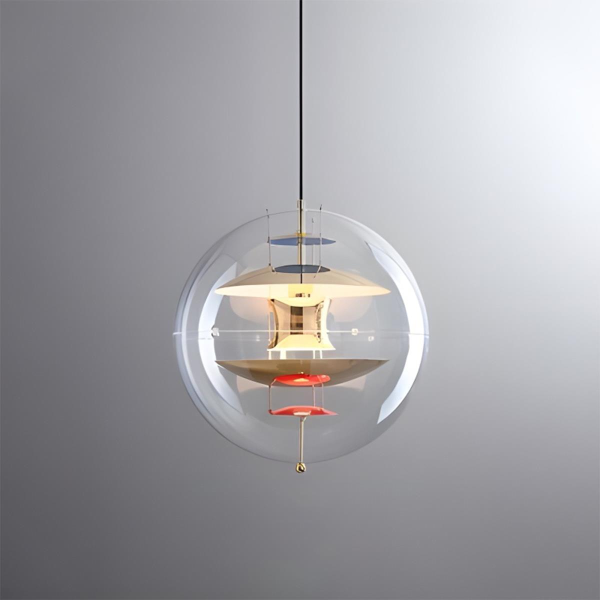 Globformad pendellampa — transparent akryl, dimbar LED 7W