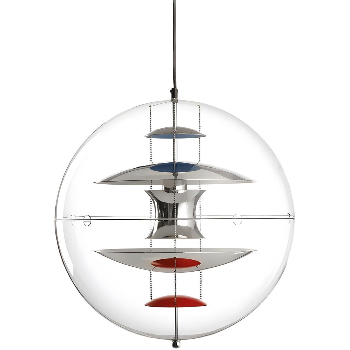 Globformad pendellampa — transparent akryl, dimbar LED 7W