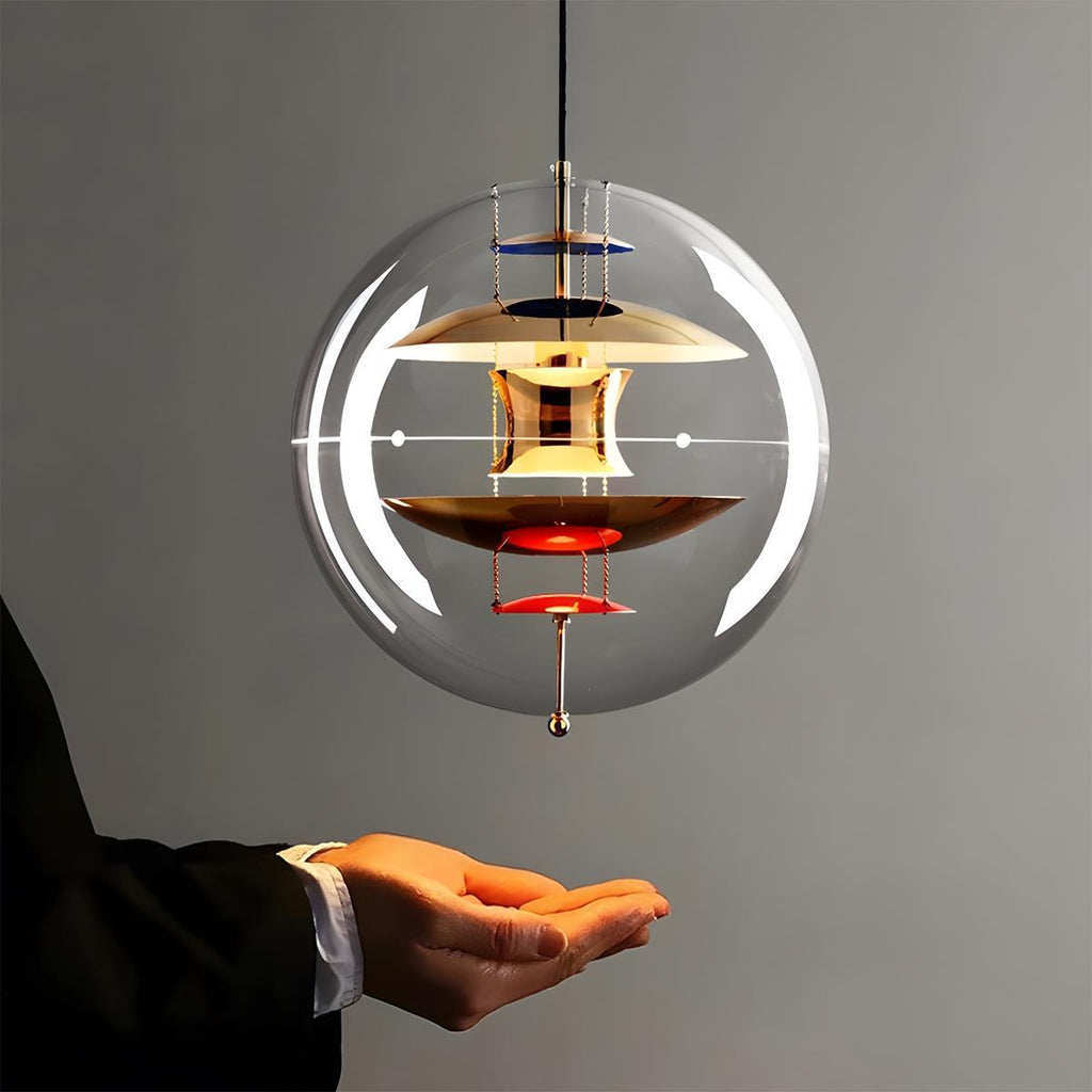 Globformad pendellampa — transparent akryl, dimbar LED 7W