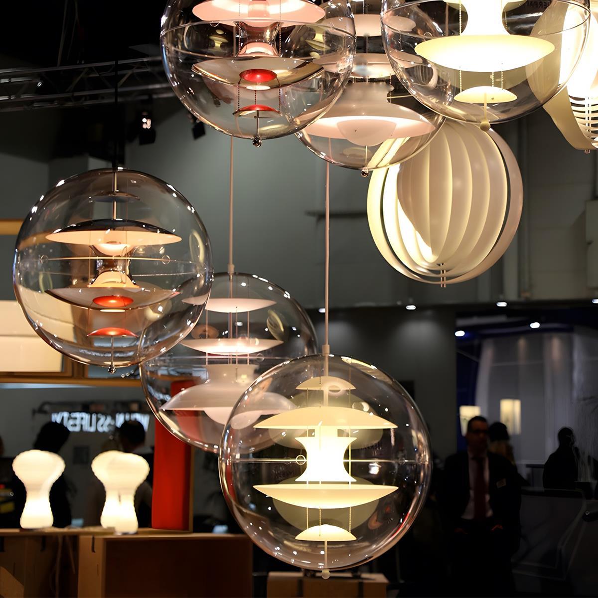 Globformad pendellampa — transparent akryl, dimbar LED 7W
