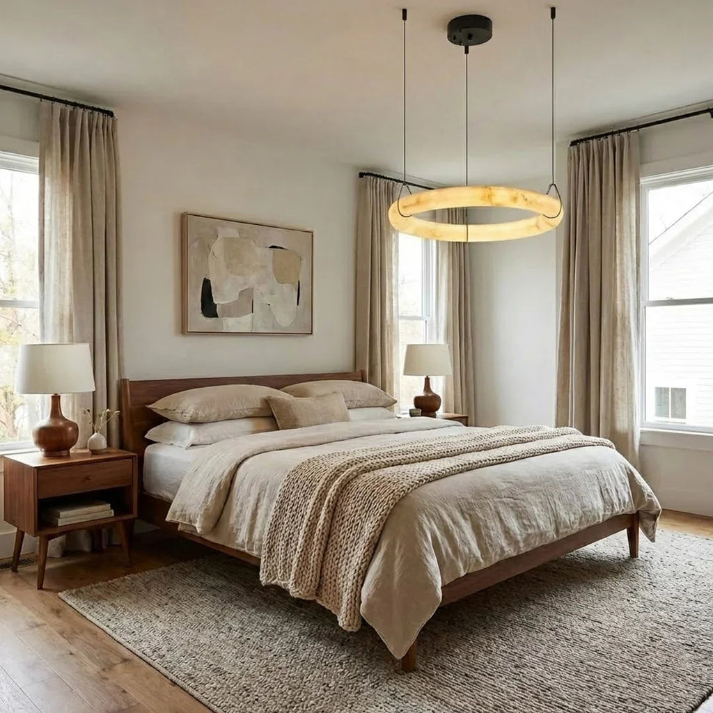 Modern Spanish Alabaster Halo Pendant Lamp | wildoxy