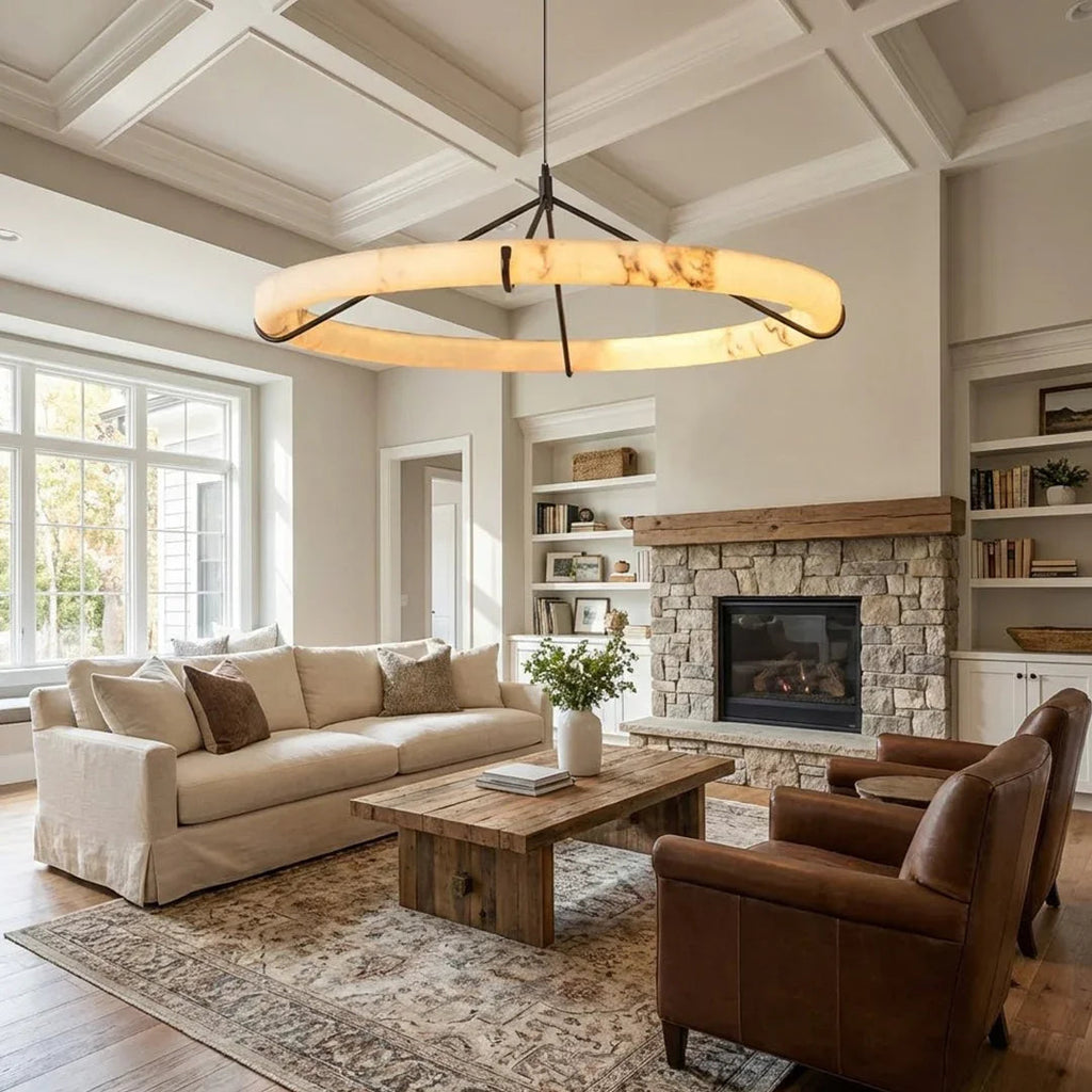 Modern Spanish Alabaster Halo Pendant Lamp | wildoxy