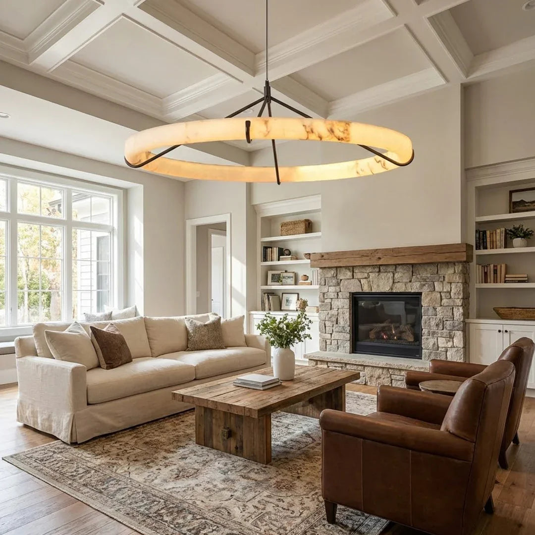 Modern Spanish Alabaster Halo Pendant Lamp | wildoxy