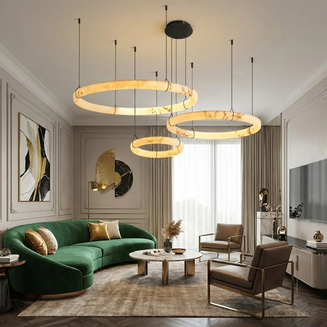 Modern Spanish Alabaster Halo Pendant Lamp | wildoxy
