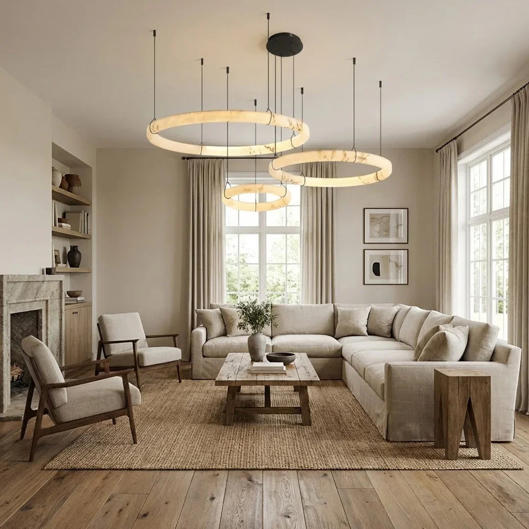 Modern Spanish Alabaster Halo Pendant Lamp | wildoxy