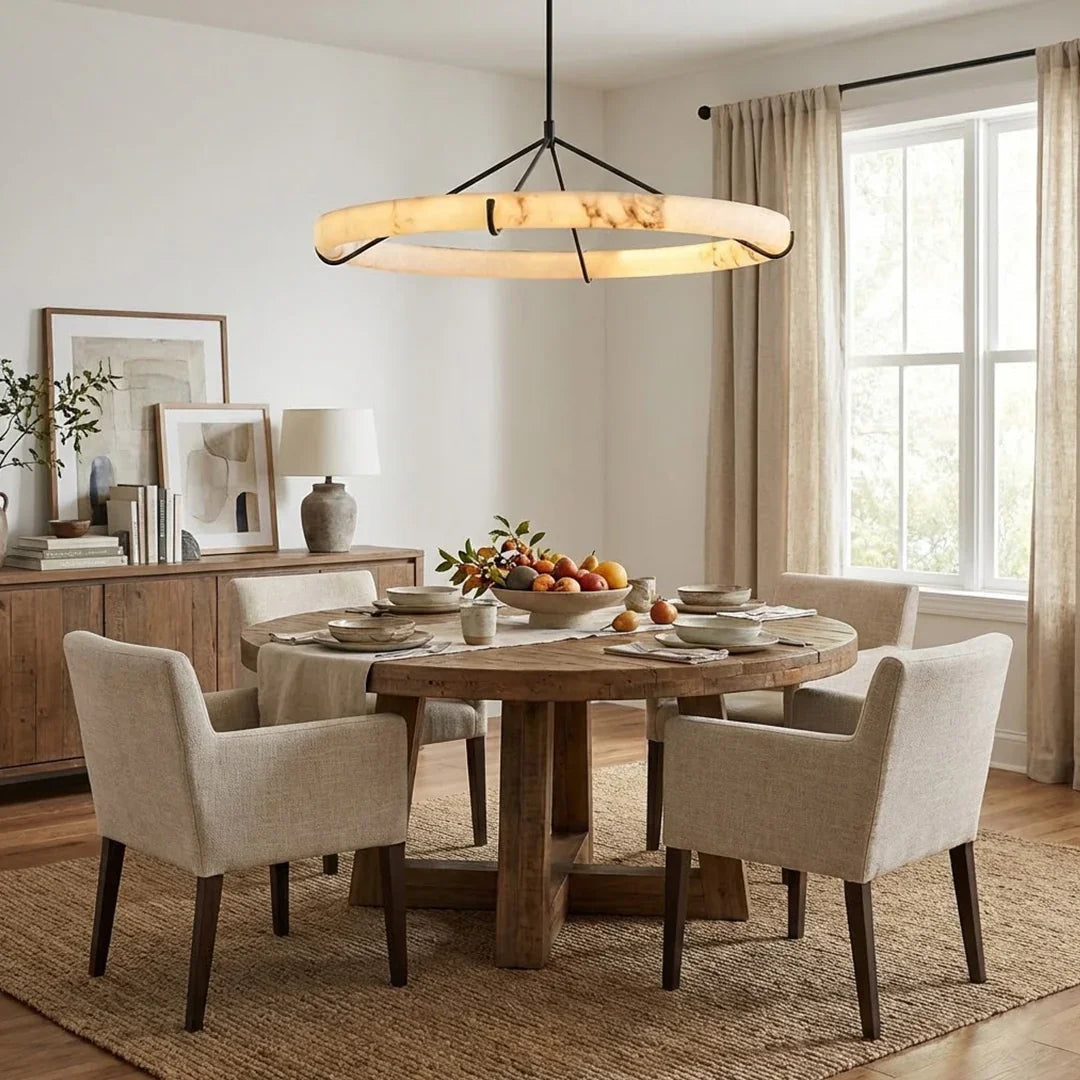 Modern Spanish Alabaster Halo Pendant Lamp | wildoxy