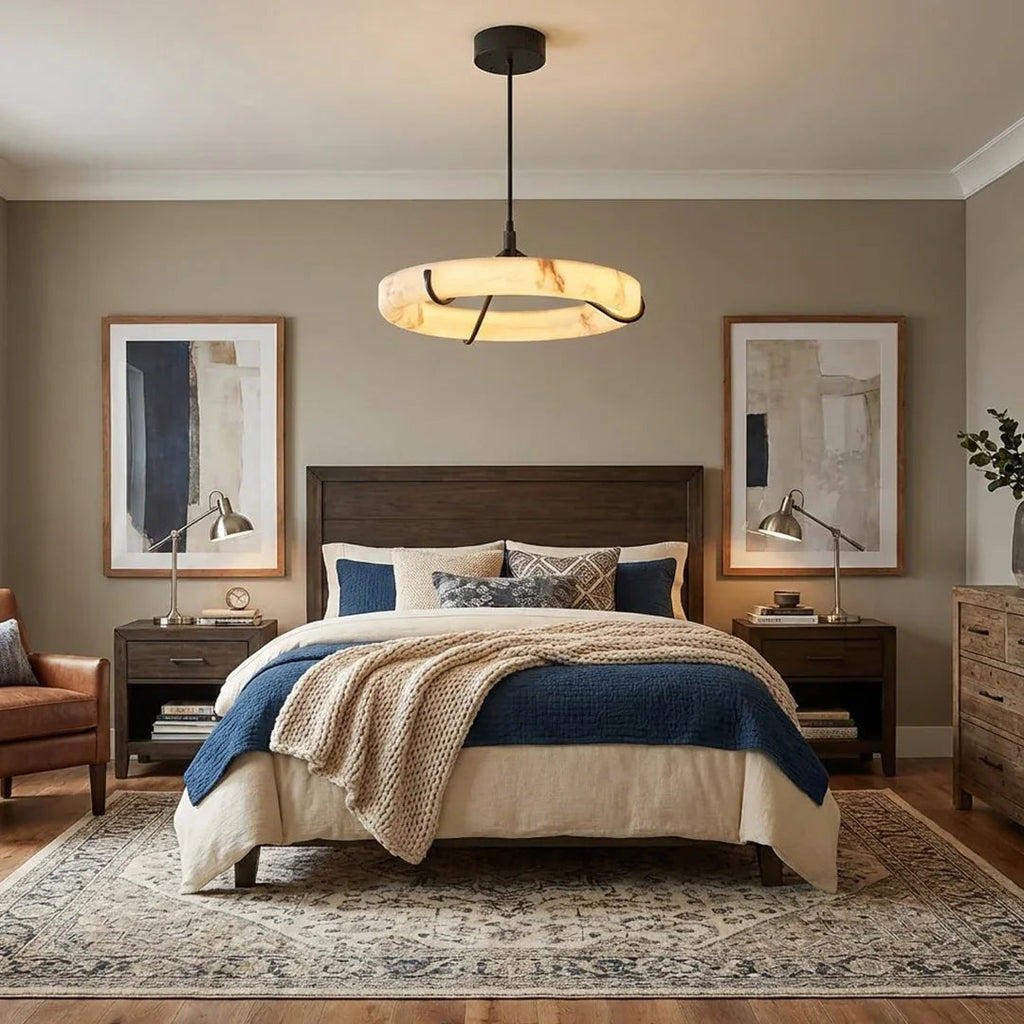Modern Spanish Alabaster Halo Pendant Lamp | wildoxy