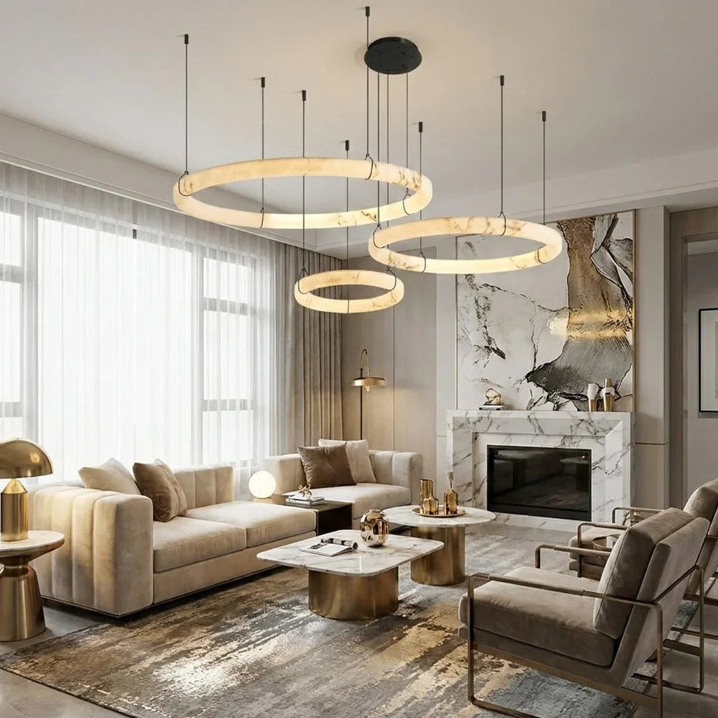 Modern Spanish Alabaster Halo Pendant Lamp | wildoxy