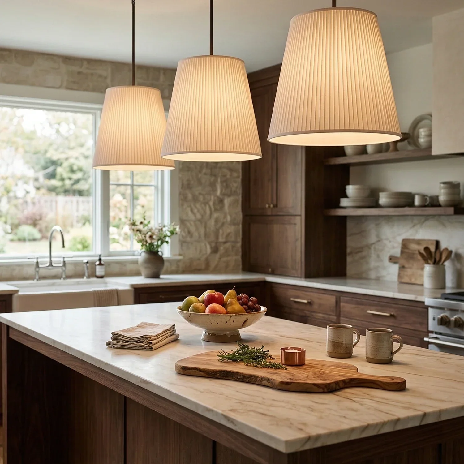 Modern Tailored Reed Pleat Stem Pendant | wildoxy
