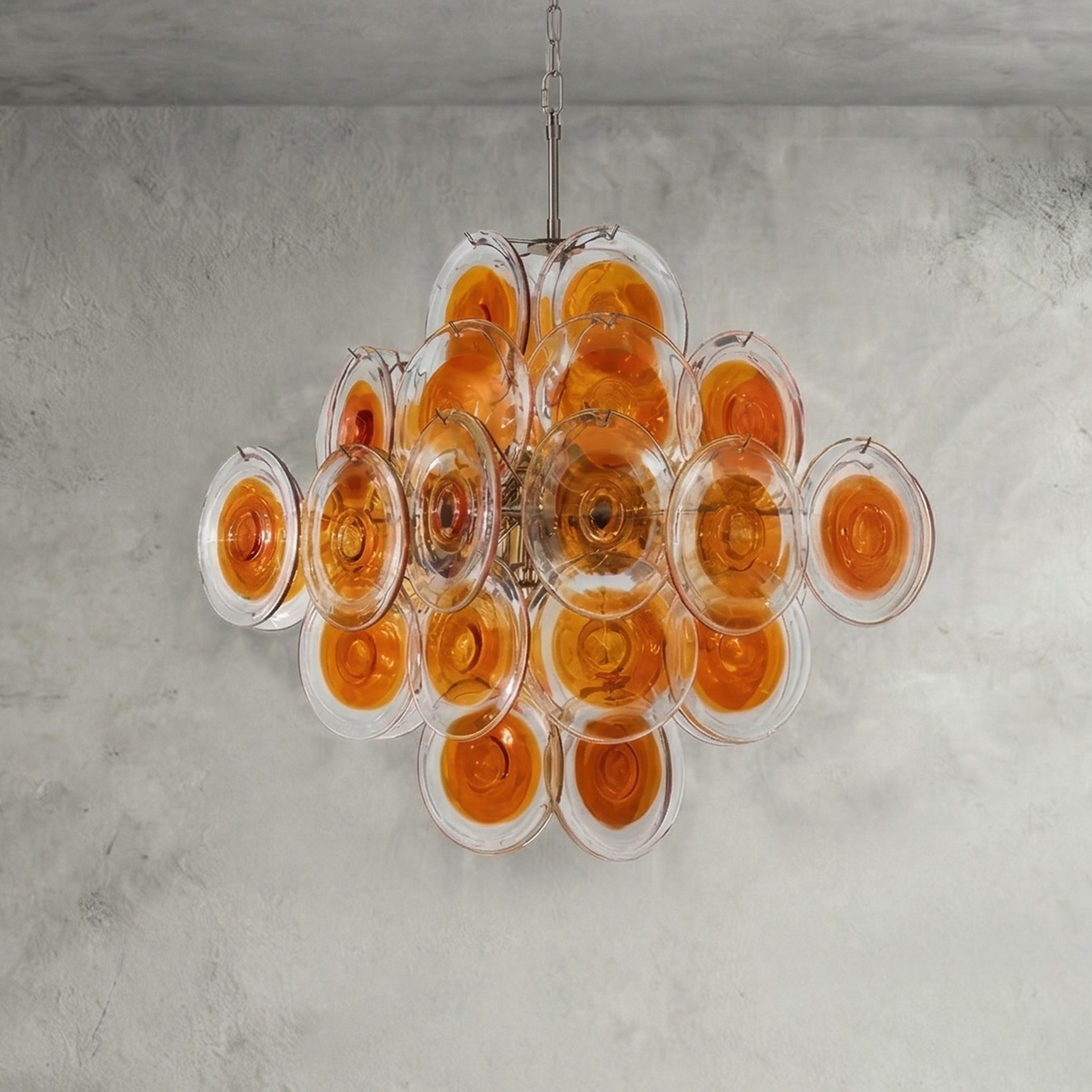 Murano Orange Disk Glass Chandelier | wildoxy