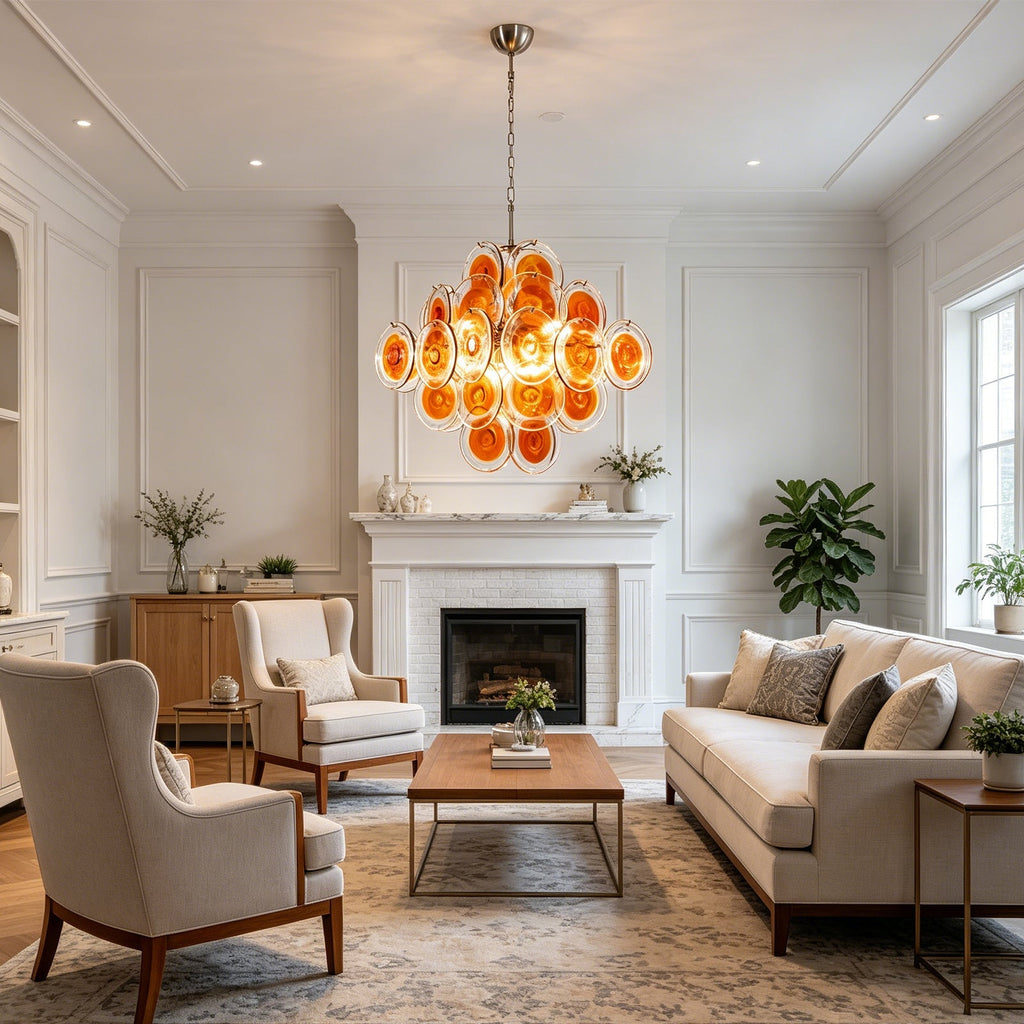 Murano Orange Disk Glass Chandelier | wildoxy