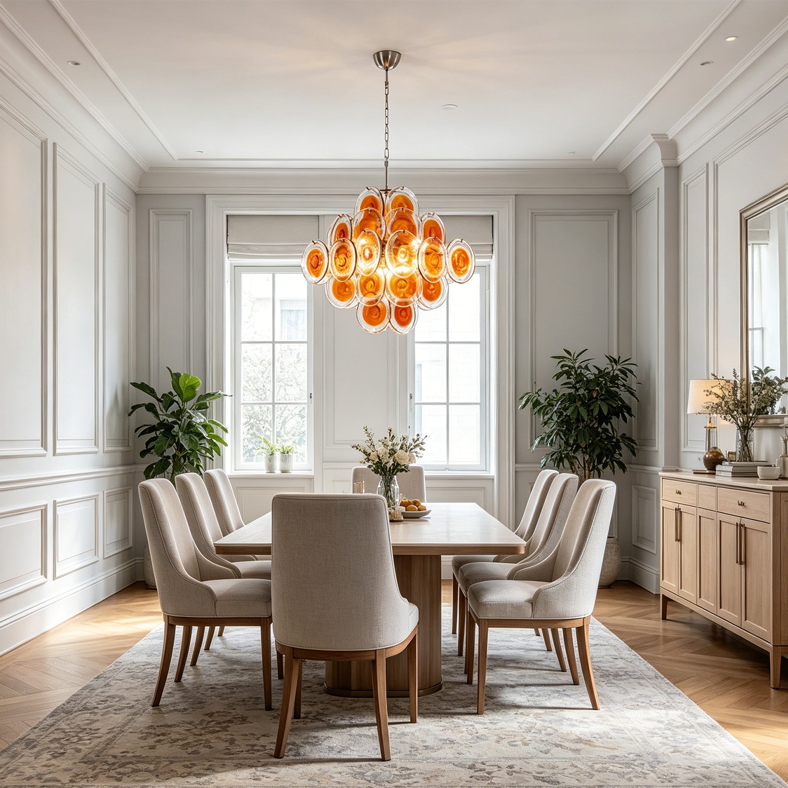 Murano Orange Disk Glass Chandelier | wildoxy