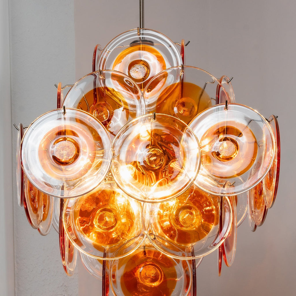 Murano Orange Disk Glass Chandelier | wildoxy
