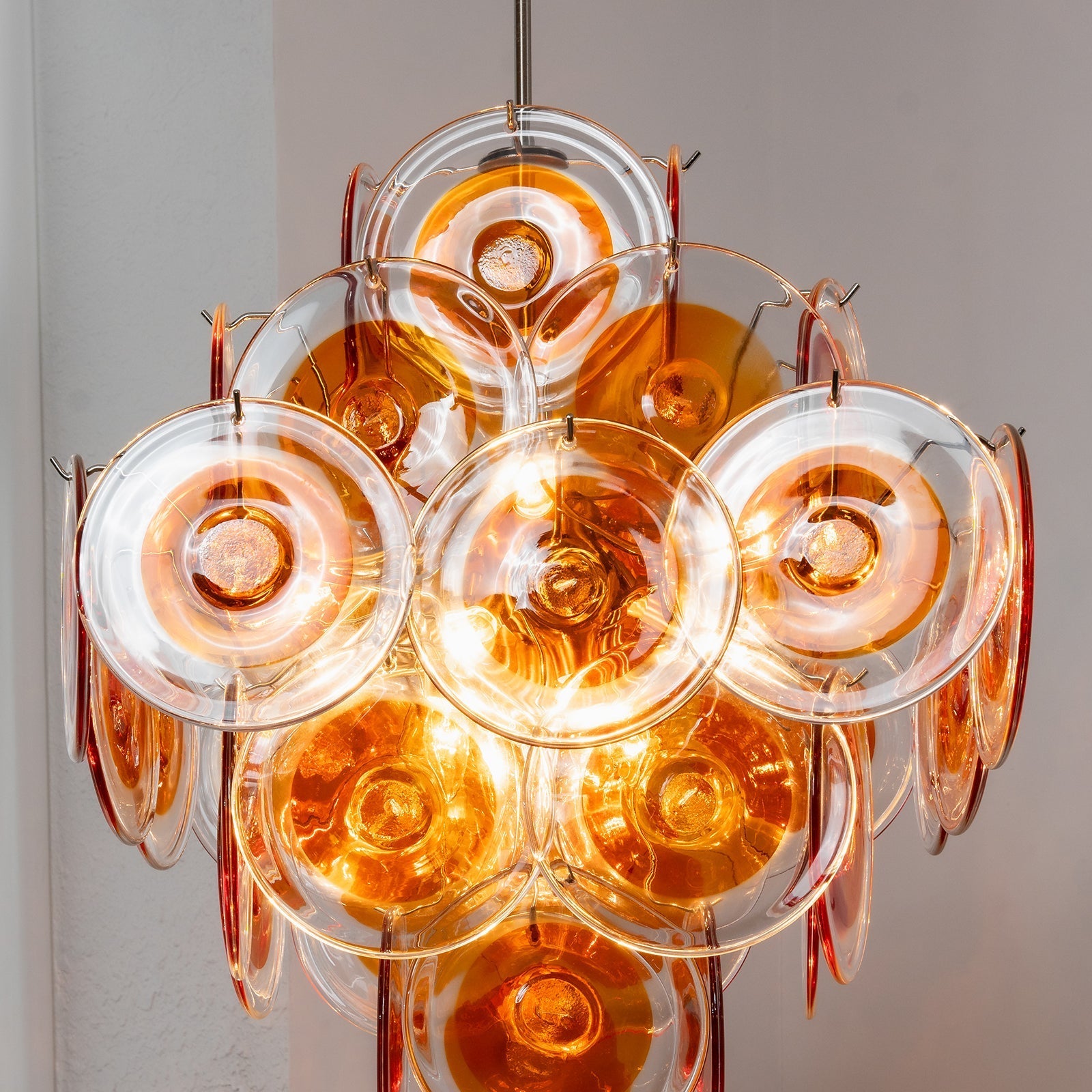 Murano Orange Disk Glass Chandelier | wildoxy