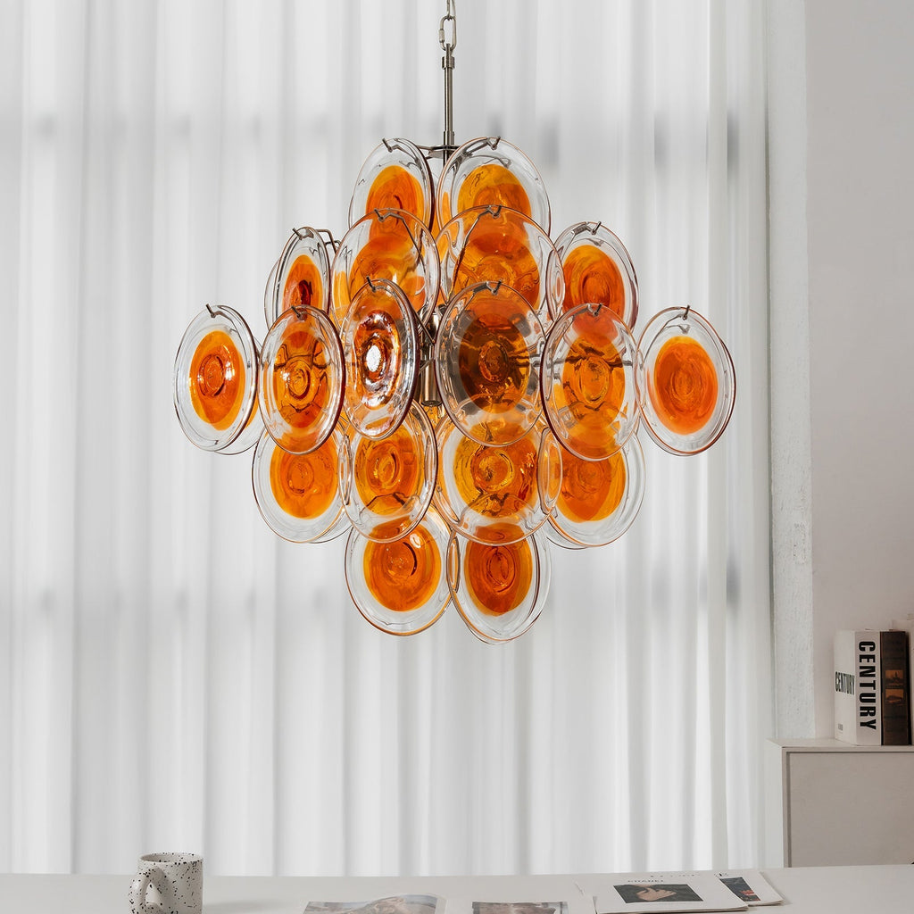 Murano Orange Disk Glass Chandelier | wildoxy