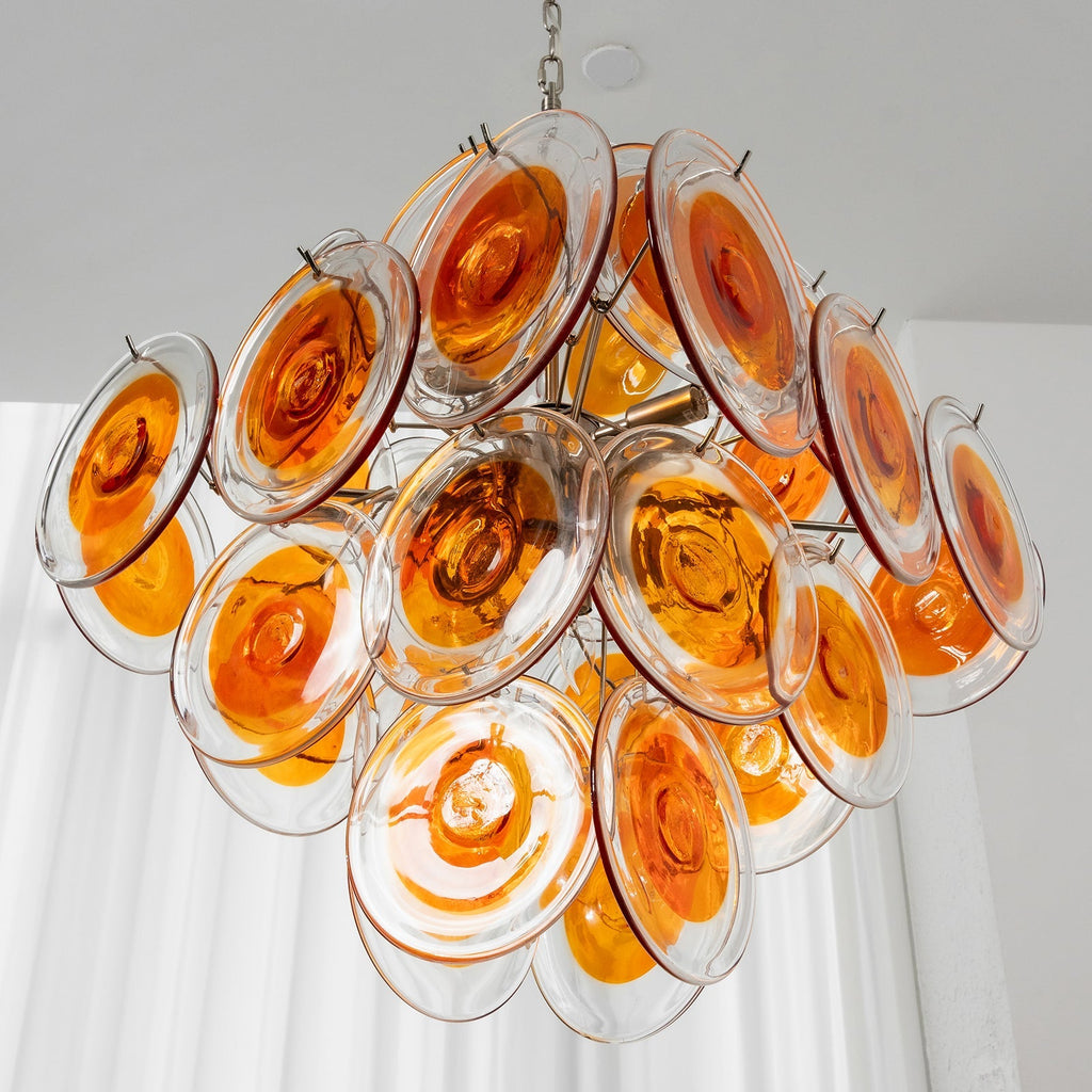 Murano Orange Disk Glass Chandelier | wildoxy