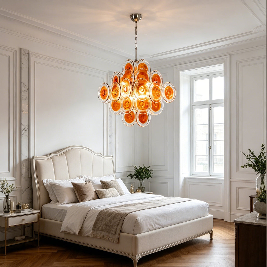 Murano Orange Disk Glass Chandelier | wildoxy