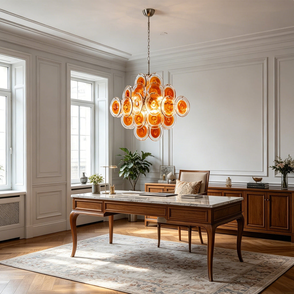 Murano Orange Disk Glass Chandelier | wildoxy
