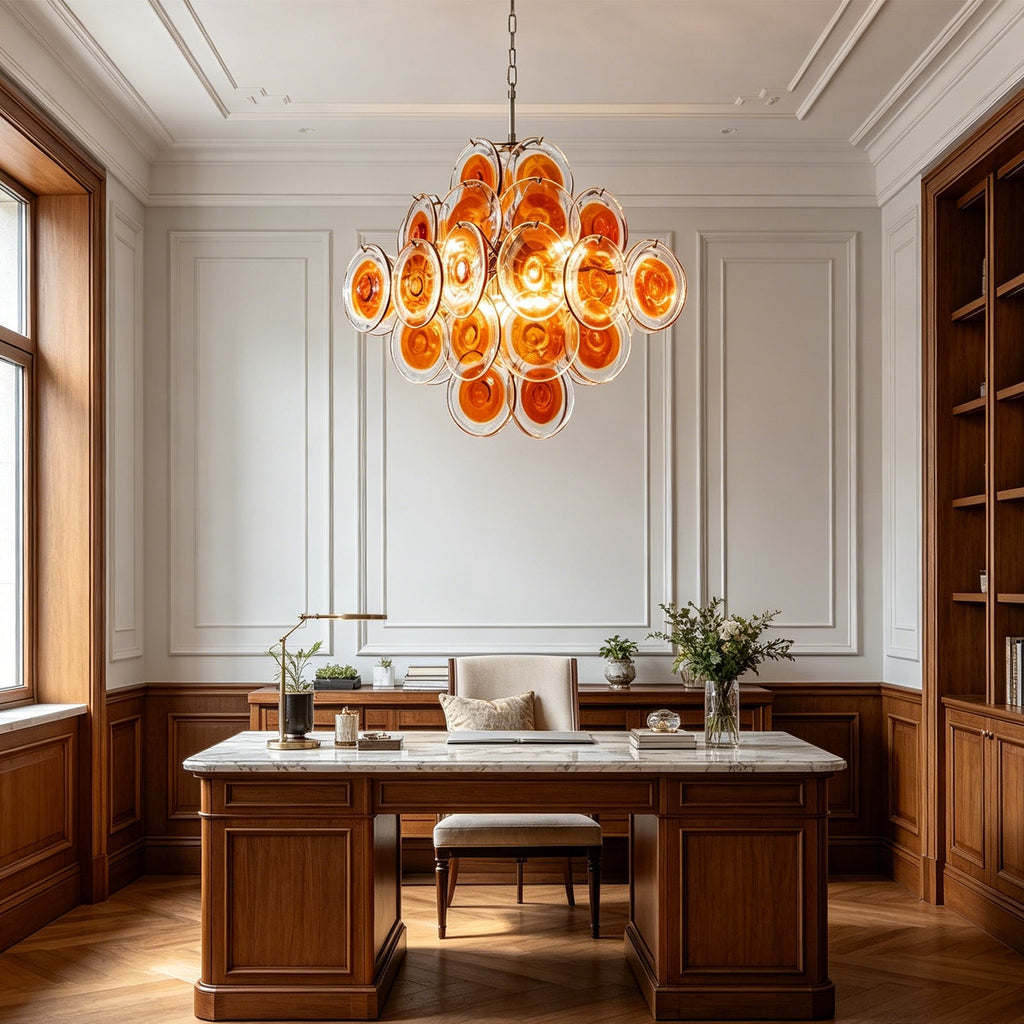 Murano Orange Disk Glass Chandelier | wildoxy