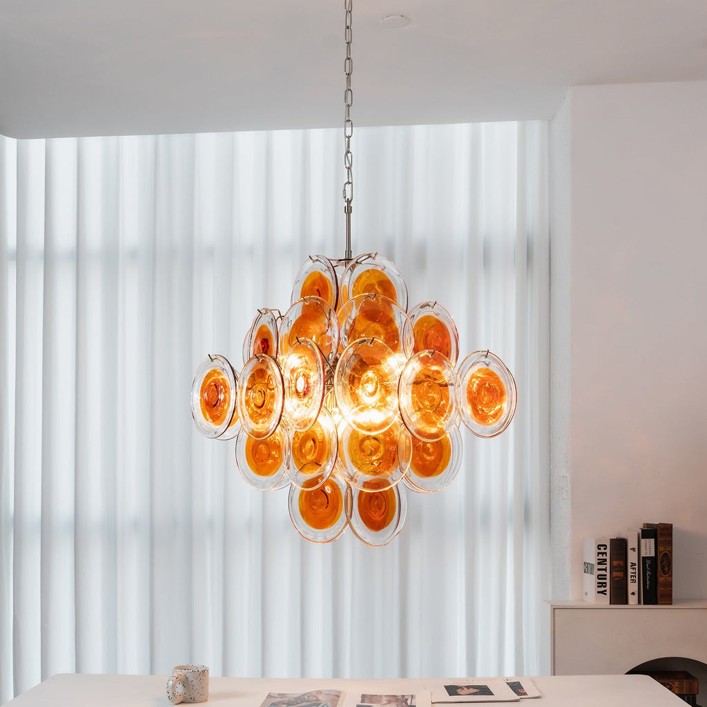 Murano Orange Disk Glass Chandelier | wildoxy