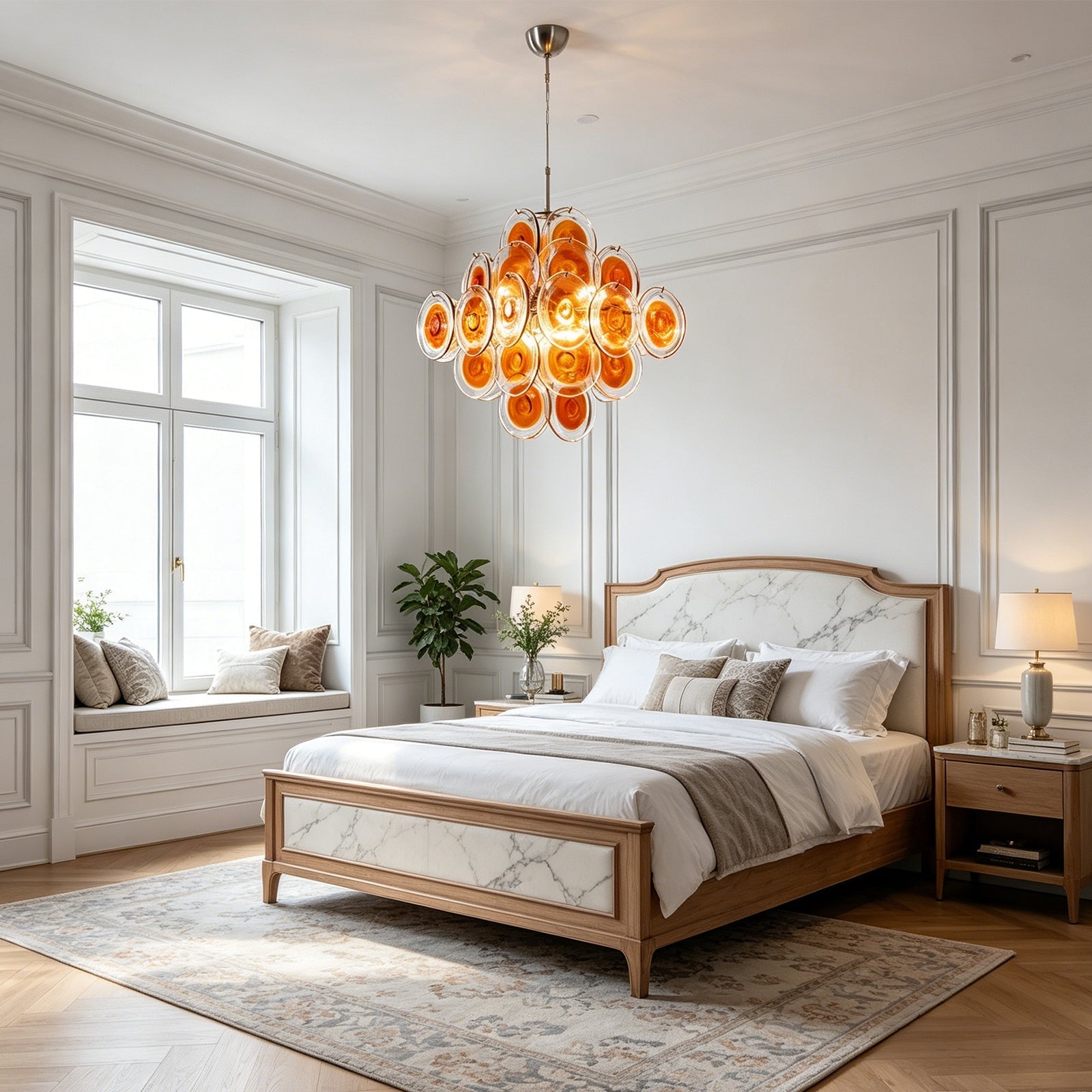 Murano Orange Disk Glass Chandelier | wildoxy