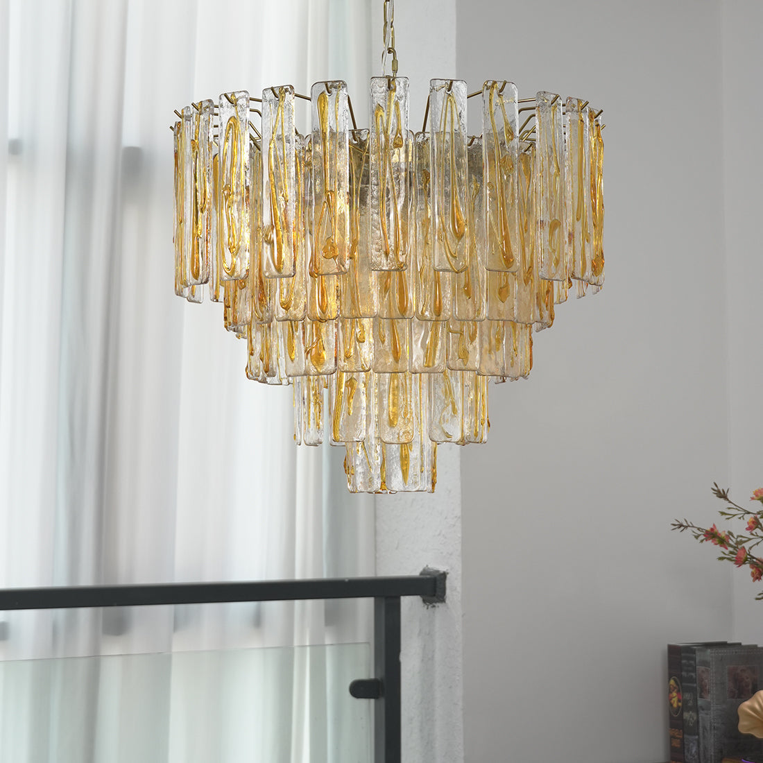 Murano Style Amber Glass Tiered Chandelier | wildoxy