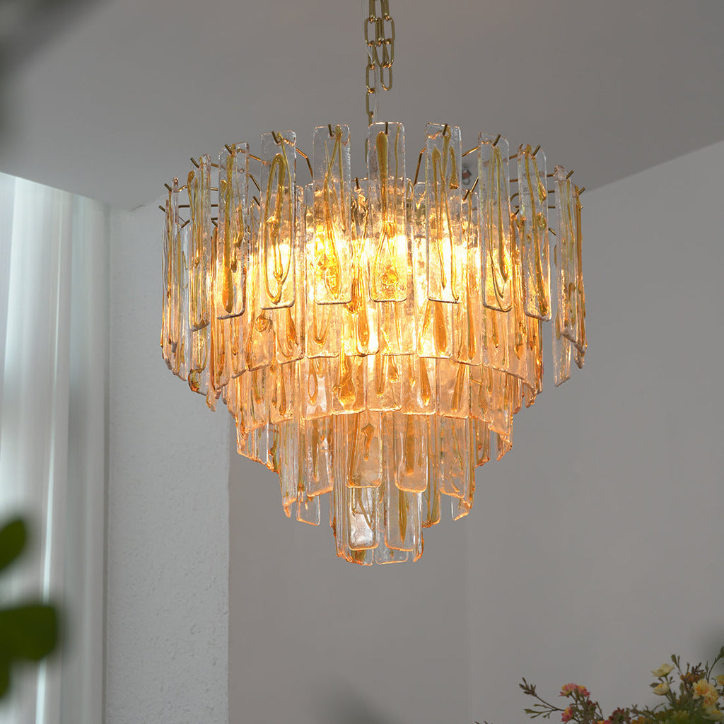 Murano Style Amber Glass Tiered Chandelier | wildoxy