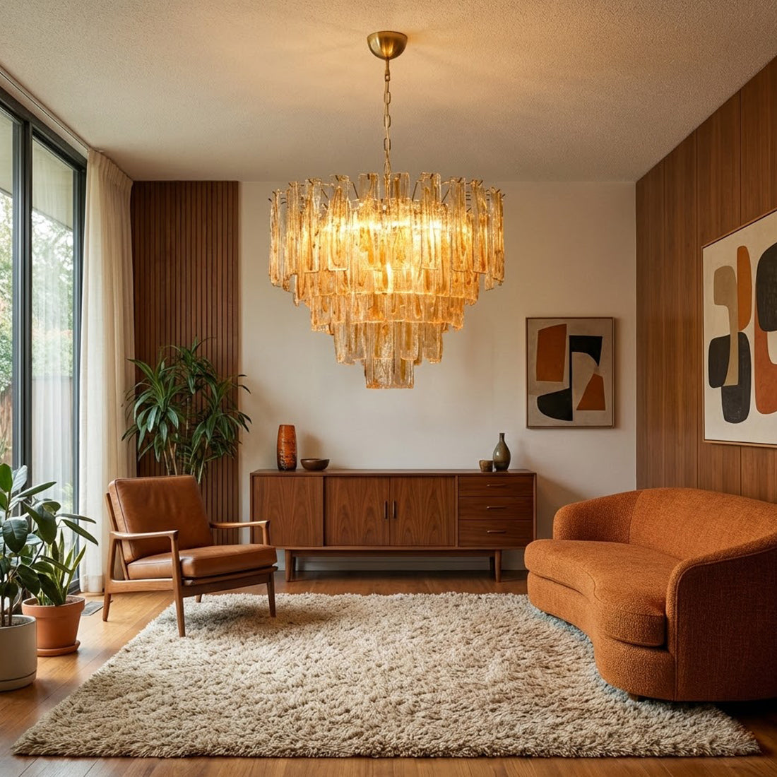 Murano Style Amber Glass Tiered Chandelier | wildoxy