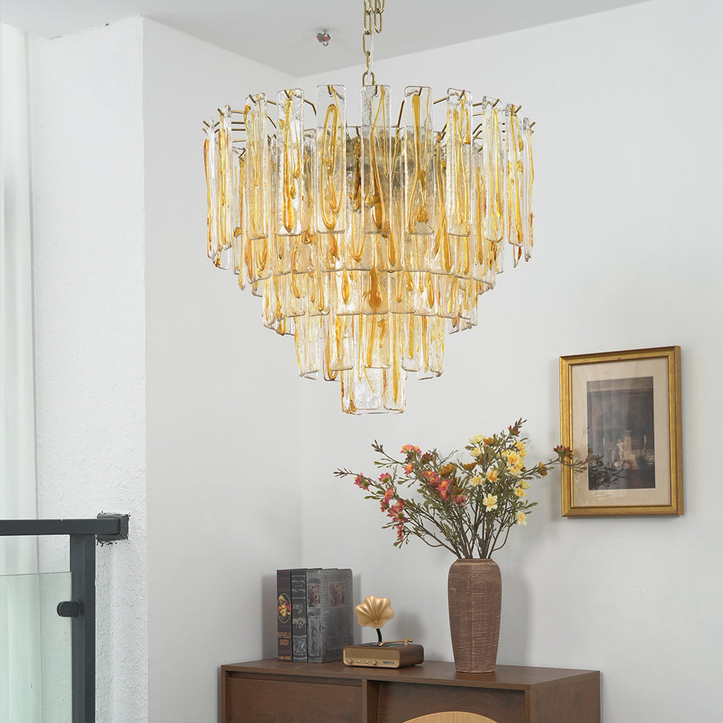 Murano Style Amber Glass Tiered Chandelier | wildoxy