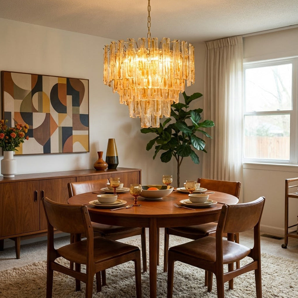 Murano Style Amber Glass Tiered Chandelier | wildoxy
