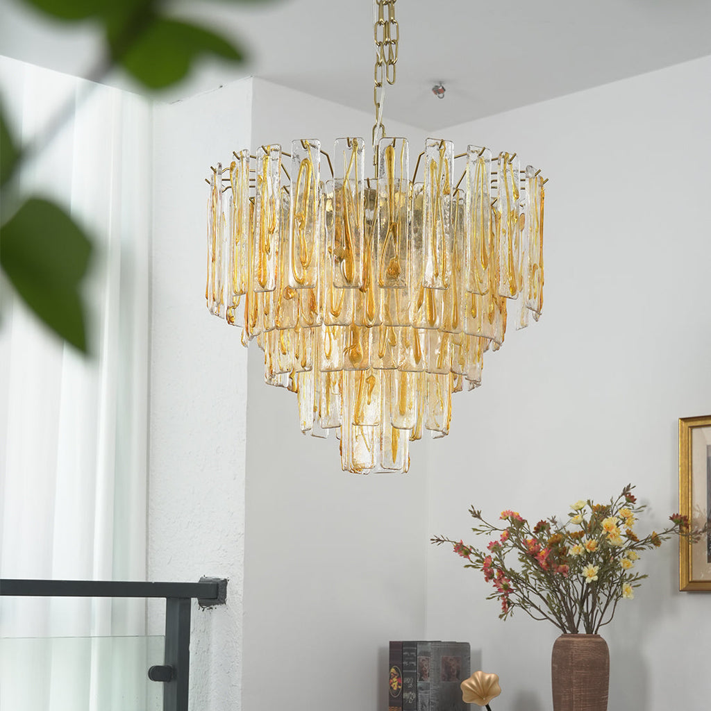 Murano Style Amber Glass Tiered Chandelier | wildoxy