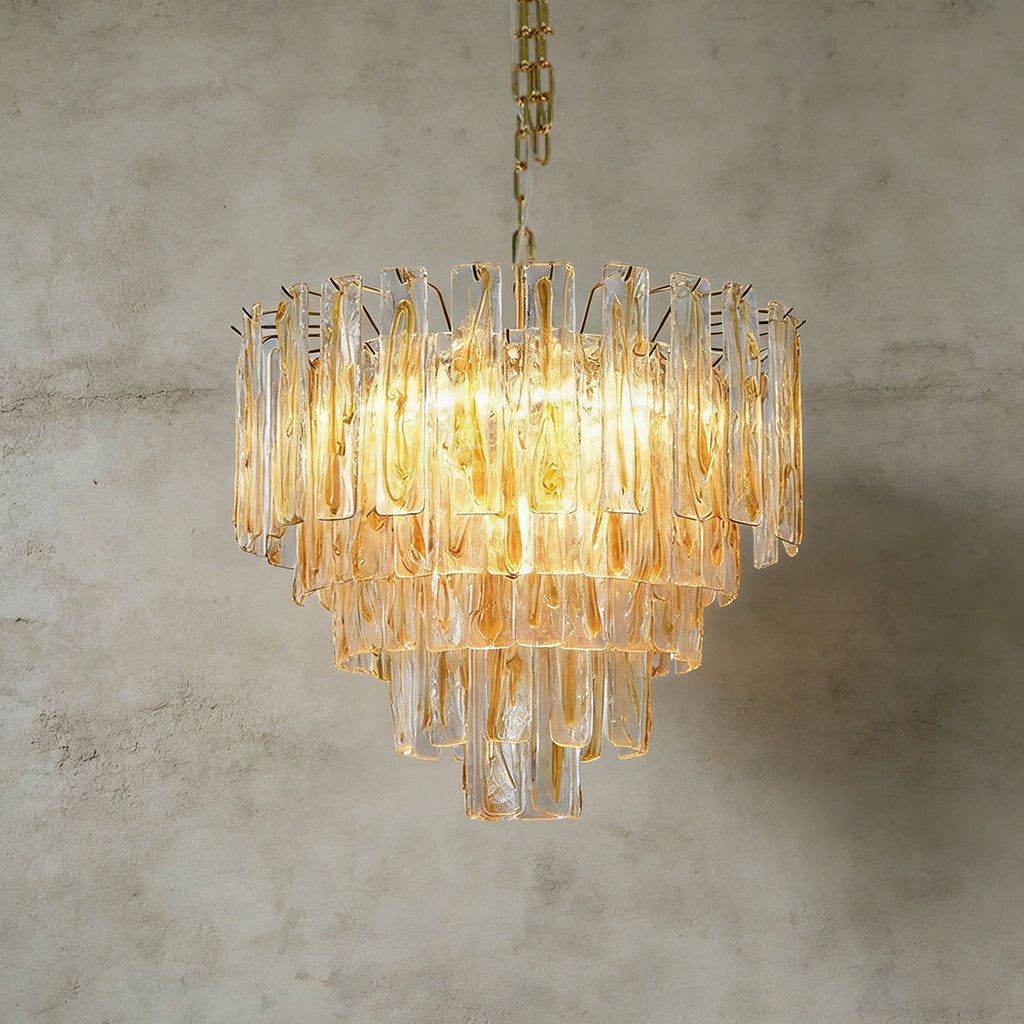Murano Style Amber Glass Tiered Chandelier | wildoxy