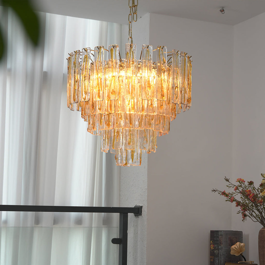 Murano Style Amber Glass Tiered Chandelier | wildoxy