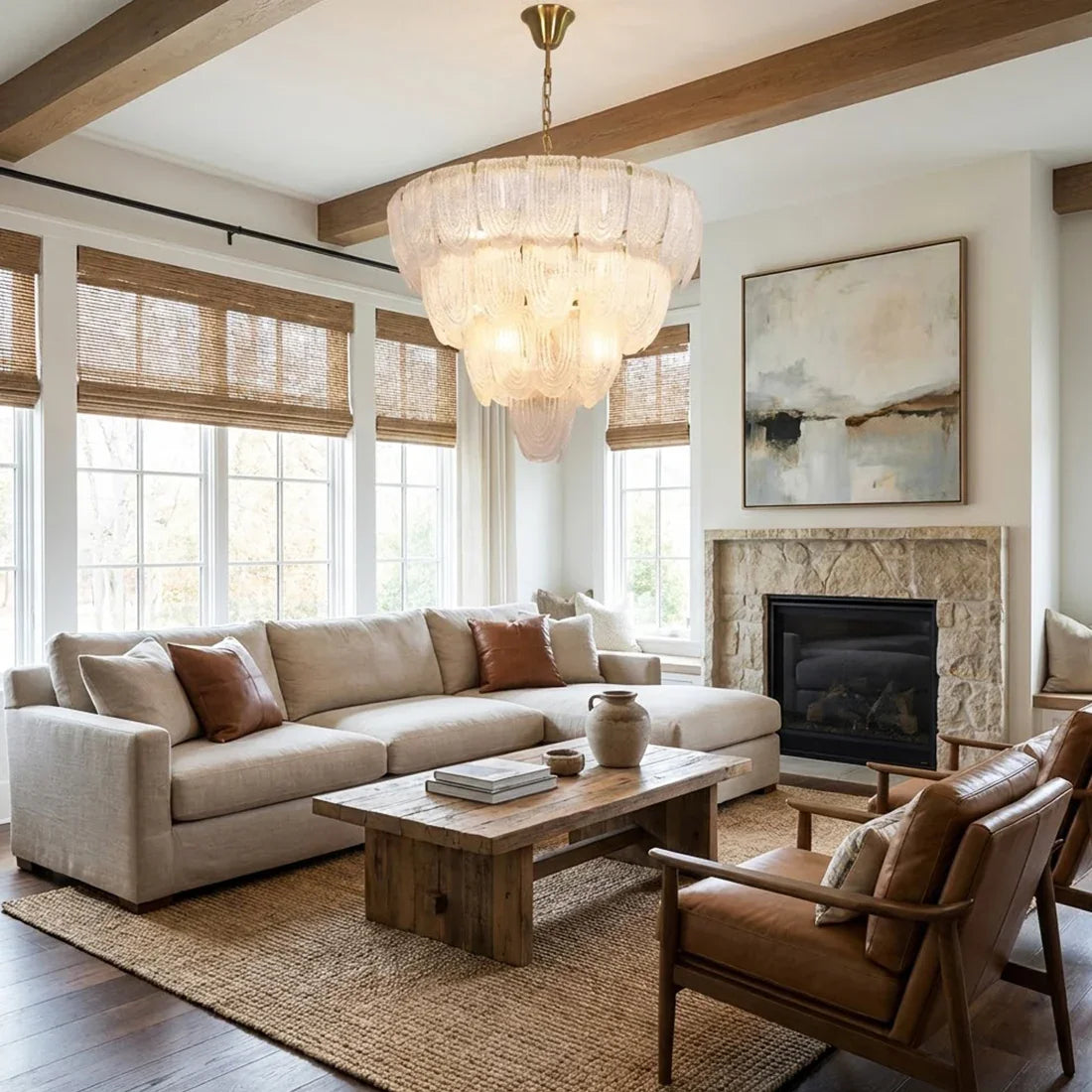 Murano-Style Tiered Glass Chandelier | wildoxy