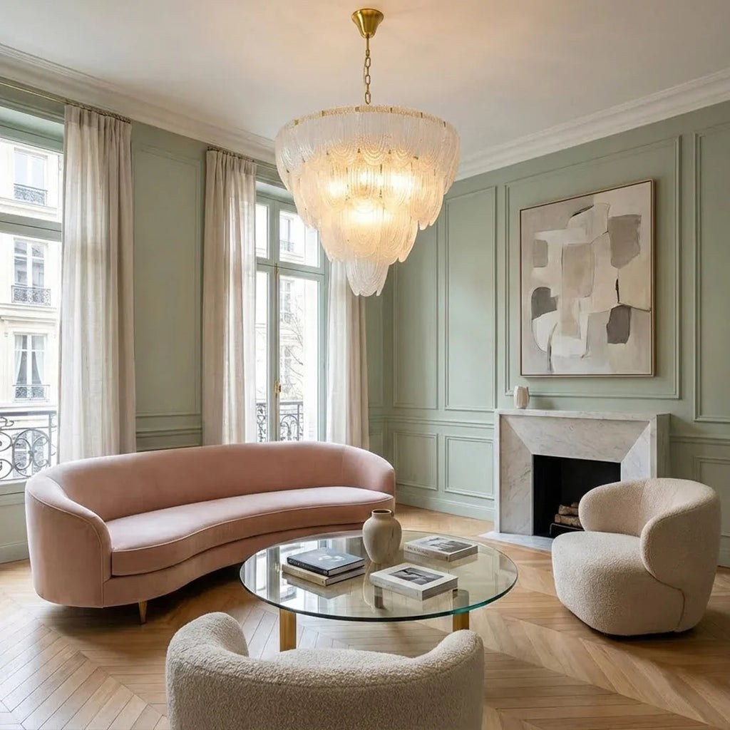 Murano-Style Tiered Glass Chandelier | wildoxy