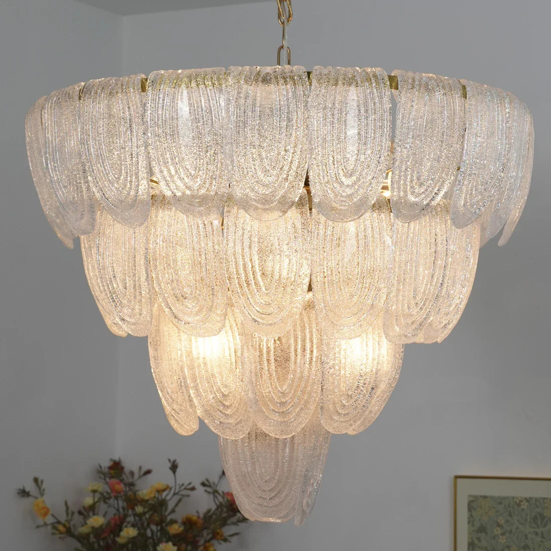 Murano-Style Tiered Glass Chandelier | wildoxy